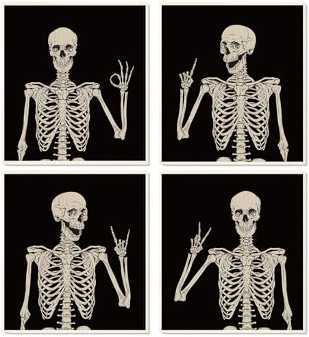 Whaline 4Pcs Halloween Skeleton Dishcloth Set