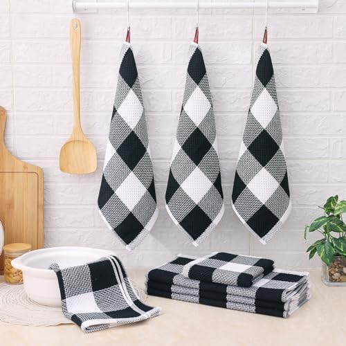Homaxy Check Plaid Dish Cloths and Towels Set of 8
