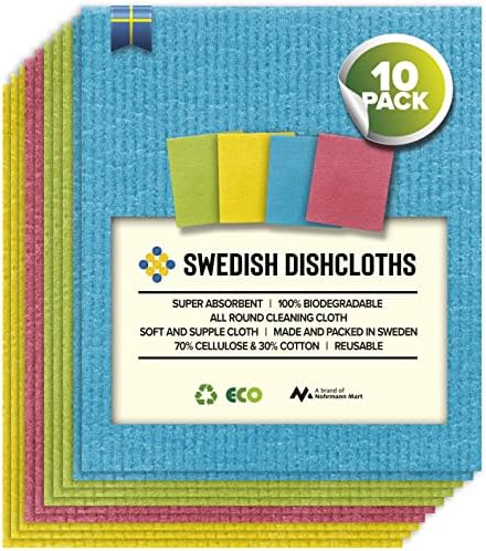 Wettex Swedish Dishcloths 10 Pack Reusable Eco-Friendly Cleaning Towels
