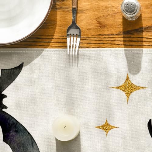 Artoid Mode Spooky Halloween Table Runner with Black Cat Design