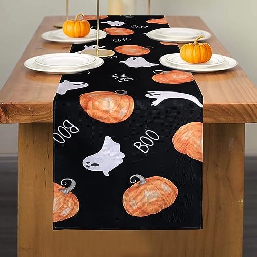 Halloween Table Runner Black Ghost Pumpkin Decor