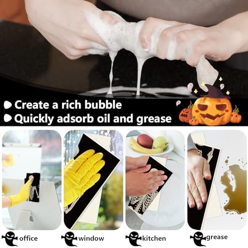 Whaline 4Pcs Halloween Skeleton Dishcloth Set