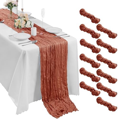 Bailarina 12 Pack Terracotta Cheesecloth Table Runner 17x108 Inch