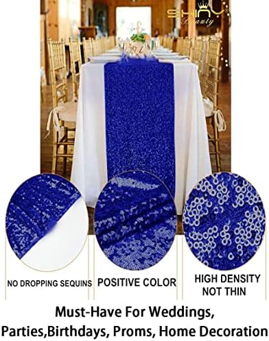 ShinyBeauty Sequin Table Runner with Tassel 12x72 Inch Royal Blue