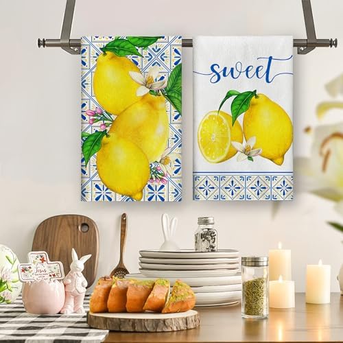 Lemon Pattern Dish Towels for Kitchen Use