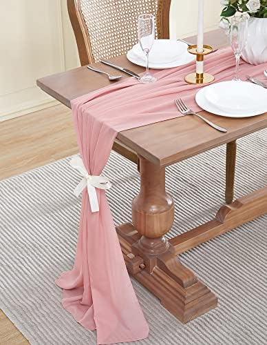 Dusty Rose Chiffon Fabric 35x192 Inch Table Runner 1