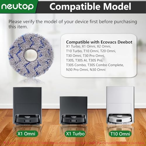 Neutop Replacement Mopping Pads for Ecovacs Robots 4-Pack