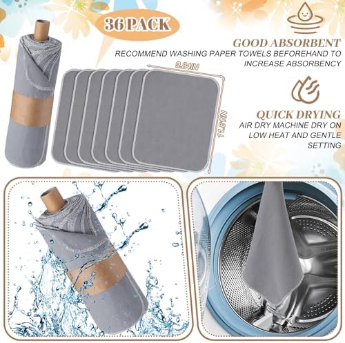 36 Count Reusable Cleaning Cloths Cotton Kitchen Towels Gray