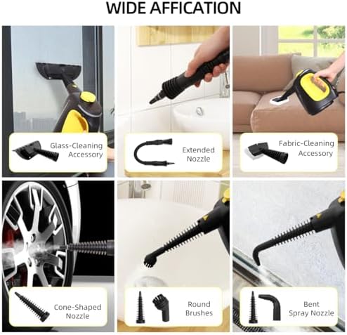 Yardeen 1350W Pressurized Handheld Steam Cleaner with 10-Piece Accessory Set