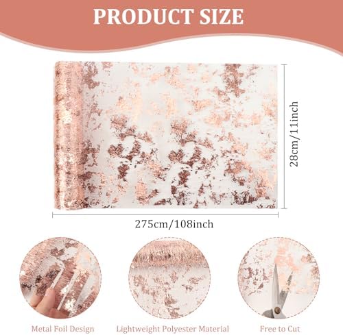 3 Piece Rose Gold Table Runner with Glitter Sequins