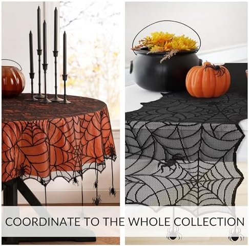 Elrene Halloween Spider Table Runner 13x70 Black