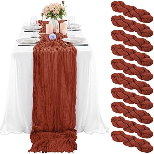 10 Pcs Terracotta Cheesecloth Table Runners 10FT Boho Decor