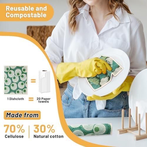 Lucomb 10 Pack Swedish Dishcloths for Kitchen