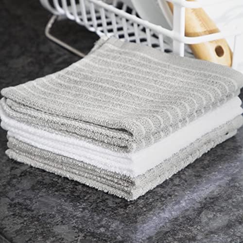 Ritz Horizontal Stripe Bar Mop Cloth Set Gray 6 Piece