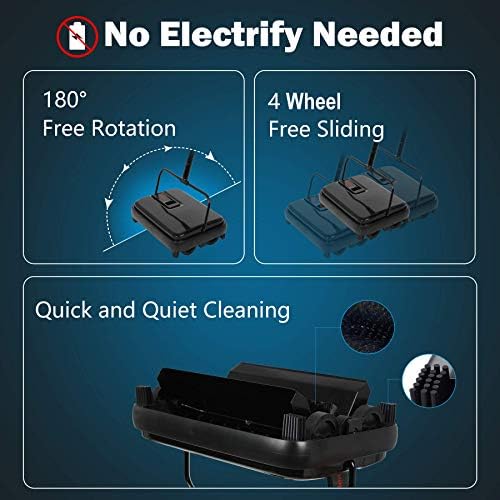 Eyliden Quiet Carpet Sweeper Manual No Noise Lightweight Black