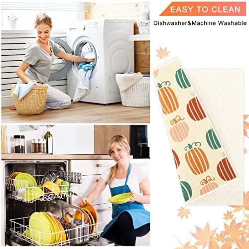 Whaline Fall Boho Dishcloths 6Pcs Reusable Kitchen Towel