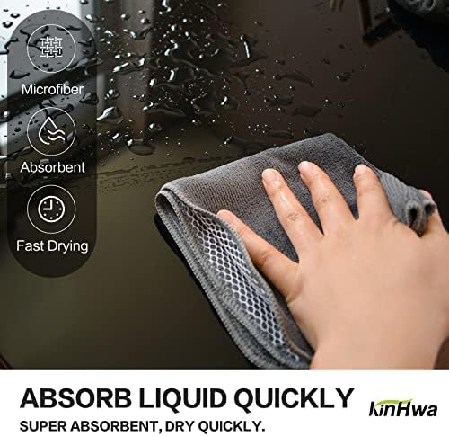 KinHwa 12inchx12inch Gray Microfiber Dish Cloths 9 Pack