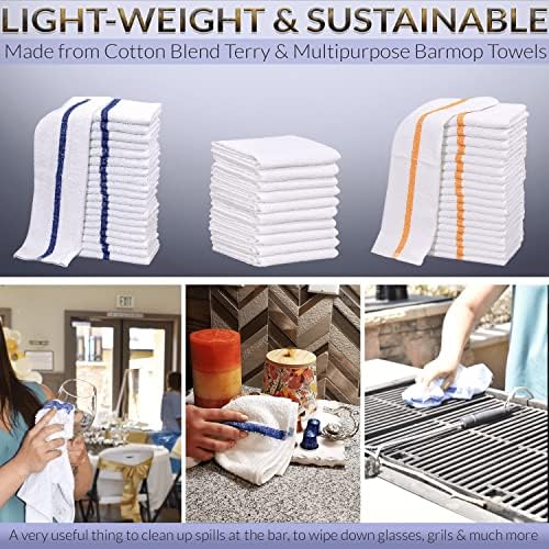 GOLD TEXTILES 60 PC White Cotton Blend Bar Mop Towels
