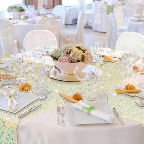 6 Pcs Gold Iridescent Sequin Table Runner 12x72 Inch