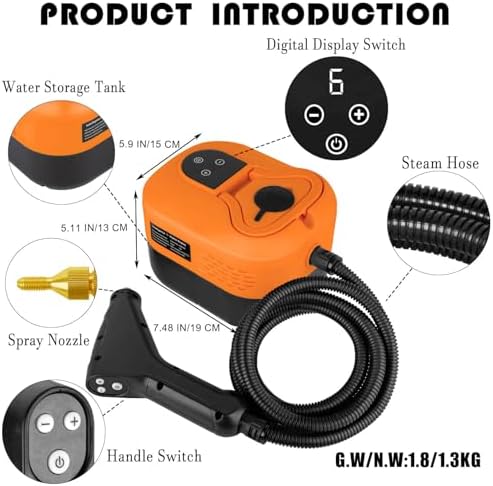 1200ml Handheld Steam Cleaner with 5 Accessories