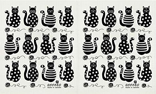 Anneko Reusable Swedish Dishcloth 2-Pack Black Cats