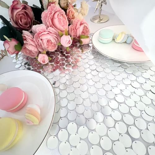JYFLZQ Silver Sequin Table Runner 12x108 Inch 1 Pack