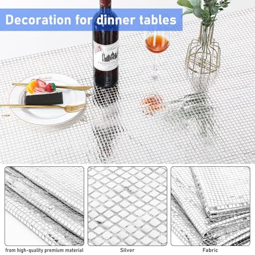 35 Inch x 10 Yard Silver Glitter Table Runner