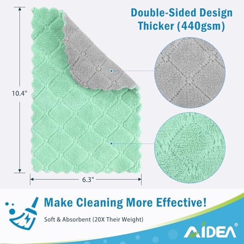 AIDEA 12 Pack Coral Fleece Dish Towels
