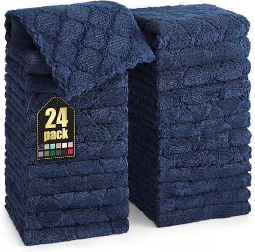 Homaxy 24 Pack Dish Cloths Navy Blue 10x10 Inches