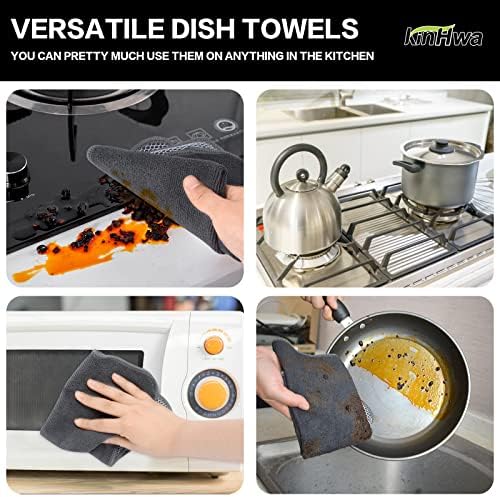 KinHwa 12inchx12inch Gray Microfiber Dish Cloths 9 Pack