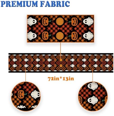 Halloween Table Runner with Ghost and Pumpkin Design