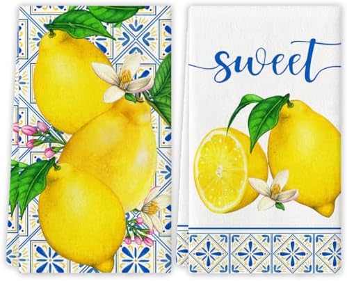 Lemon Pattern Dish Towels for Kitchen Use