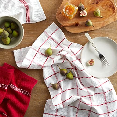 Martha Stewart Modern Waffle Kitchen Towel Set 6-Pack Red