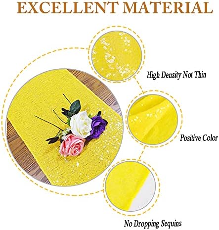 ShinyBeauty Yellow Sequin Table Runner 12x108 Inch