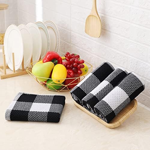 Homaxy Check Plaid Dish Cloths and Towels Set of 8