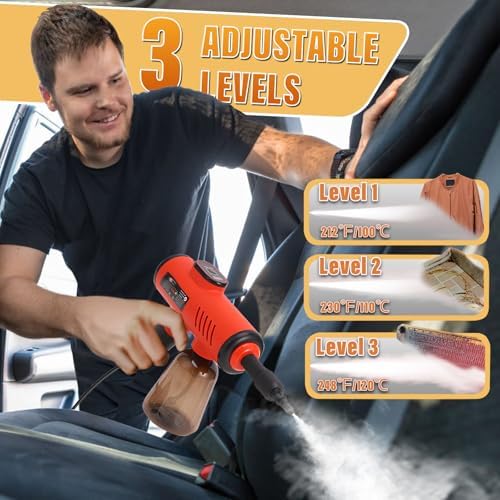 Handheld Pressurized Steam Cleaner with 600ml Tank and 7 Accessories