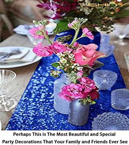 ShinyBeauty Sequin Table Runner with Tassel 12x72 Inch Royal Blue
