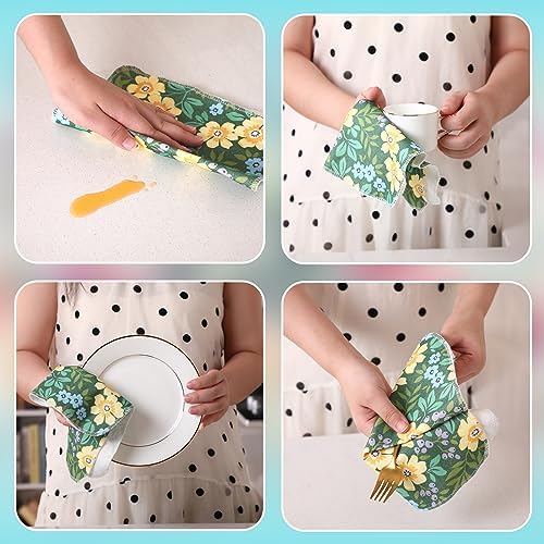Redbaker 60 Pcs Reusable Cotton Dish Towels with Cardboard Roll