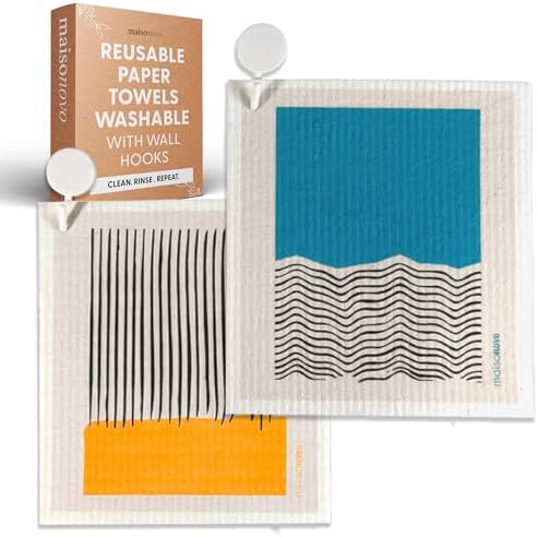 MaisoNovo Swedish Dishcloths - Reusable Paper Towels - Pack of 2