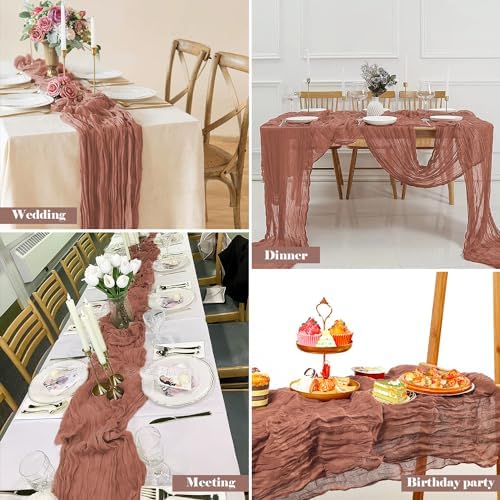 6 Pack Dusty Pink Cheesecloth Table Runners 10 Ft