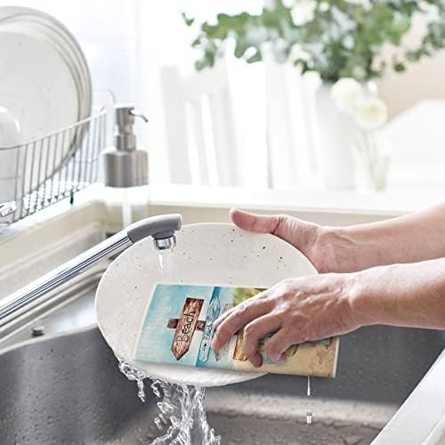 Whaline 6Pcs Summer Beach Dishcloth Set