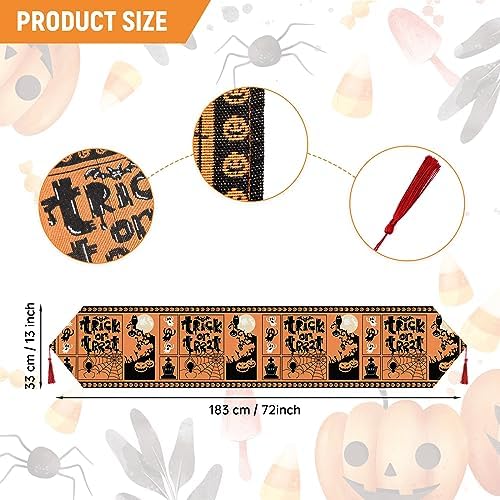 Halloween Table Runner with Pumpkin Ghost Design