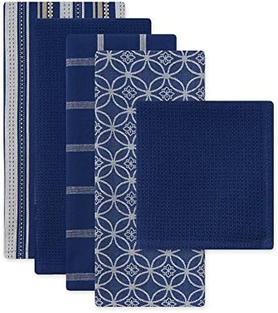 DII Assorted Woven Kitchen Towel Set 5 Piece