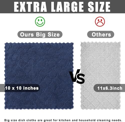 Homaxy 24 Pack Dish Cloths Navy Blue 10x10 Inches
