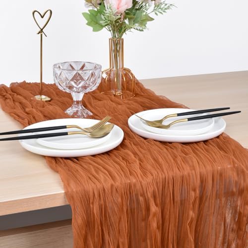 Joanlody Terracotta Cheesecloth Table Runner 10ft
