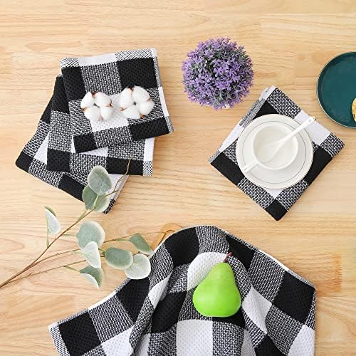 Homaxy Check Plaid Dish Cloths and Towels Set of 8