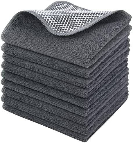 KinHwa 12inchx12inch Gray Microfiber Dish Cloths 9 Pack