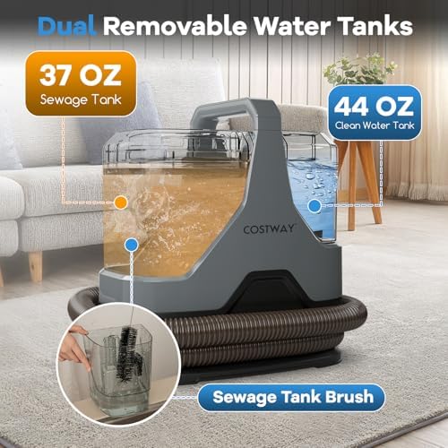 COSTWAY Upholstery Cleaner Machine Portable Spot Cleaner with 15Kpa Suction 600W Power