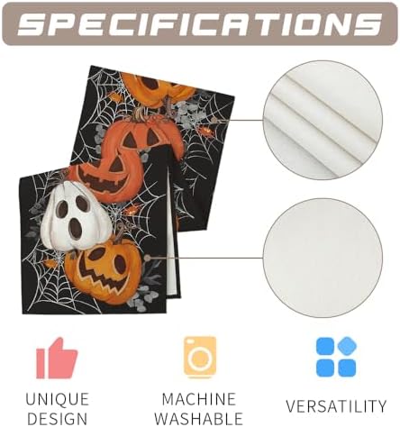 ARKENY Halloween Pumpkin Table Runner Black Spider Web