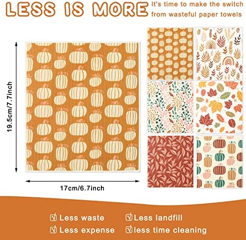 Whaline Fall Boho Dishcloths 6Pcs Reusable Kitchen Towel